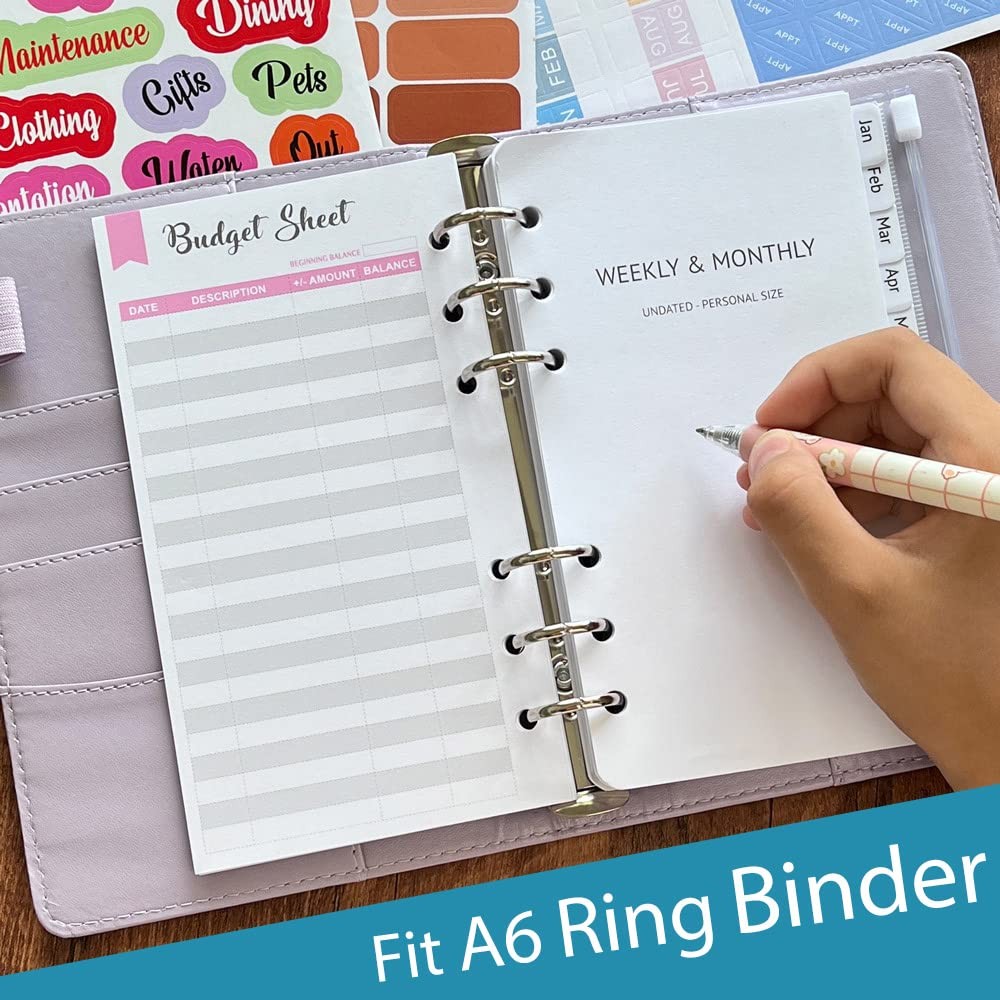Set of 90 Sheets Expense Tracker, 6-Hole Punched Budget Sheets for A6 Budget …
