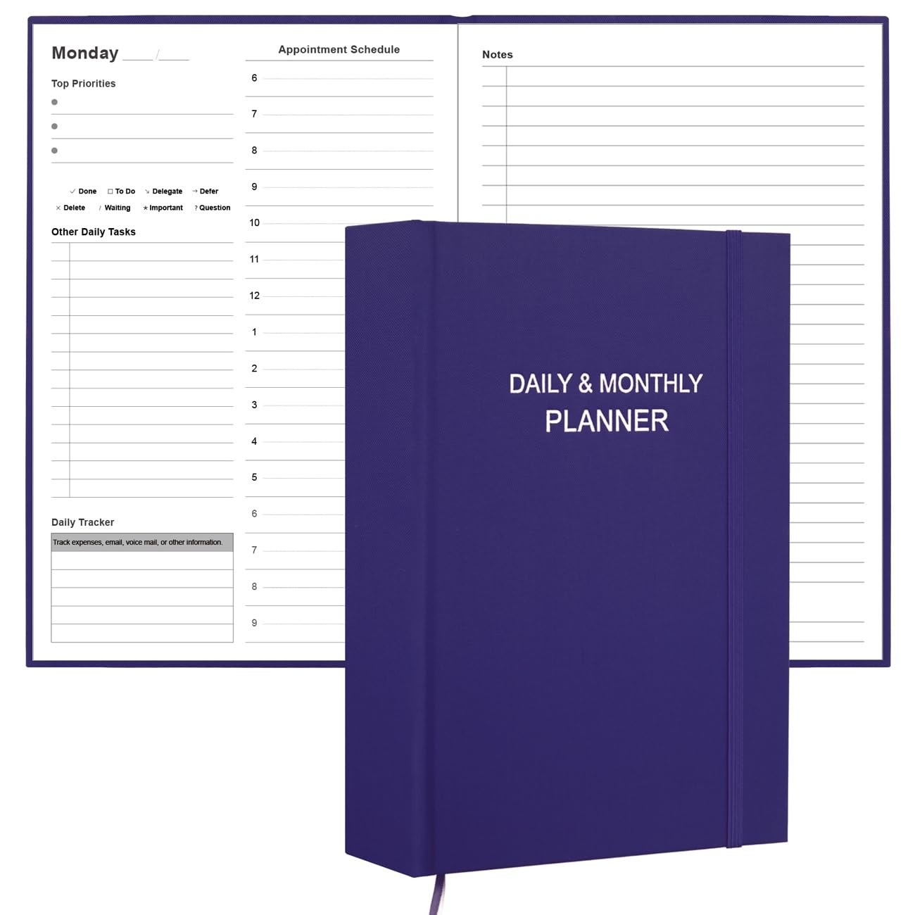 Daily & Monthly Planner for 2026 or Anytime – ADHD Planner Two Pages Per Day,…