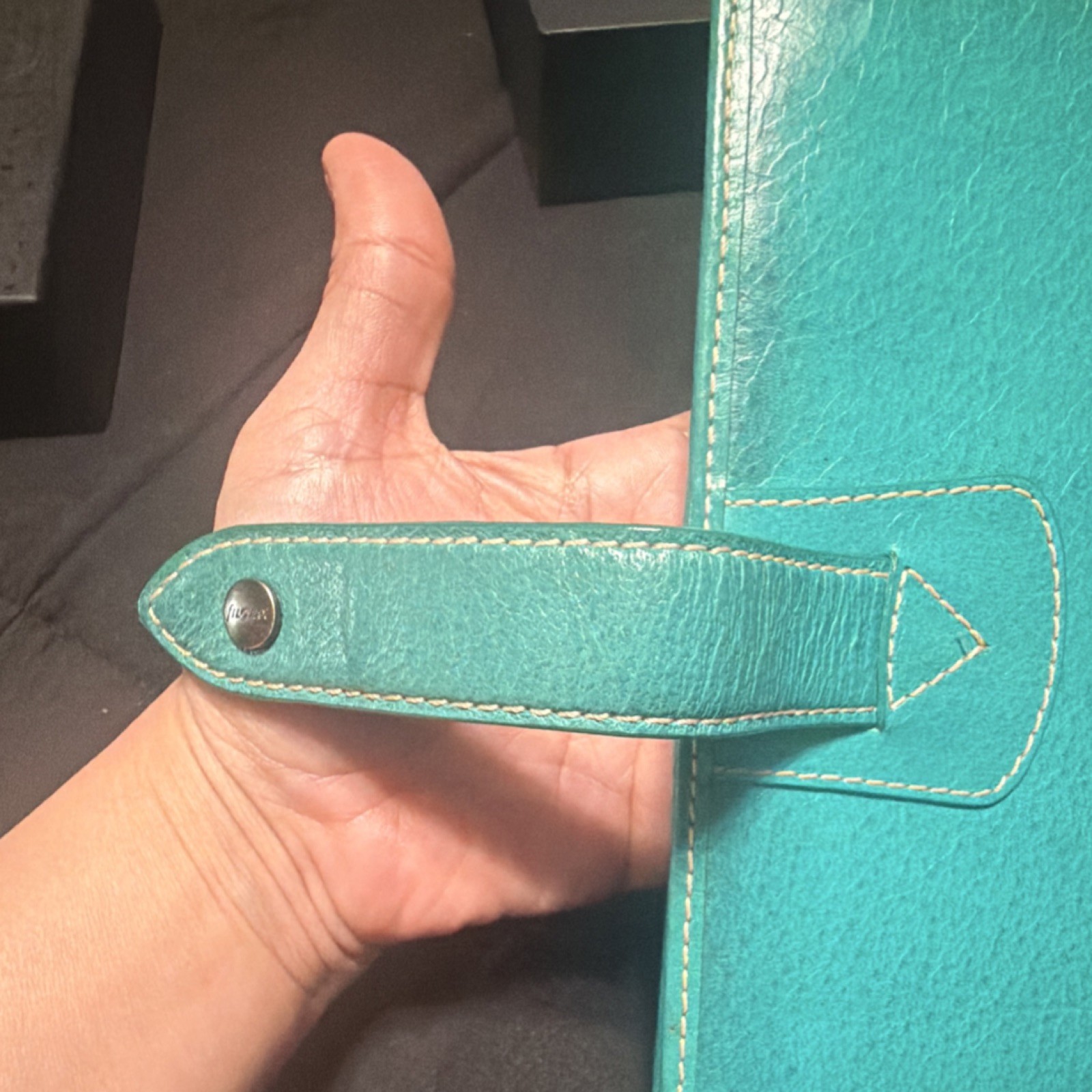 Rare- Filofax Malden AQUA Leather PERSONAL SIZE Organizer Planner