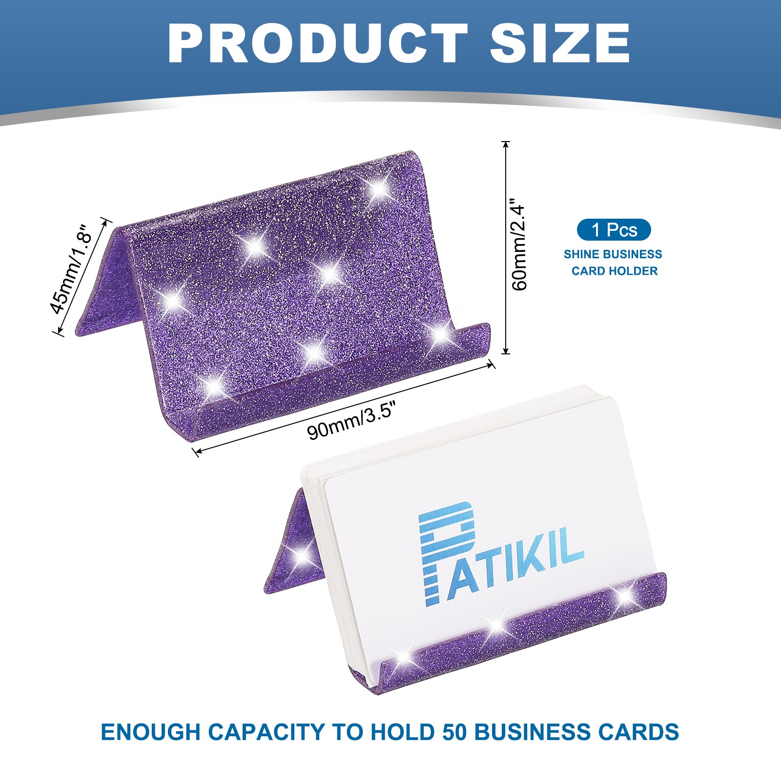 Business Card Holder for Desk Acrylic Card Holders Shine Purple