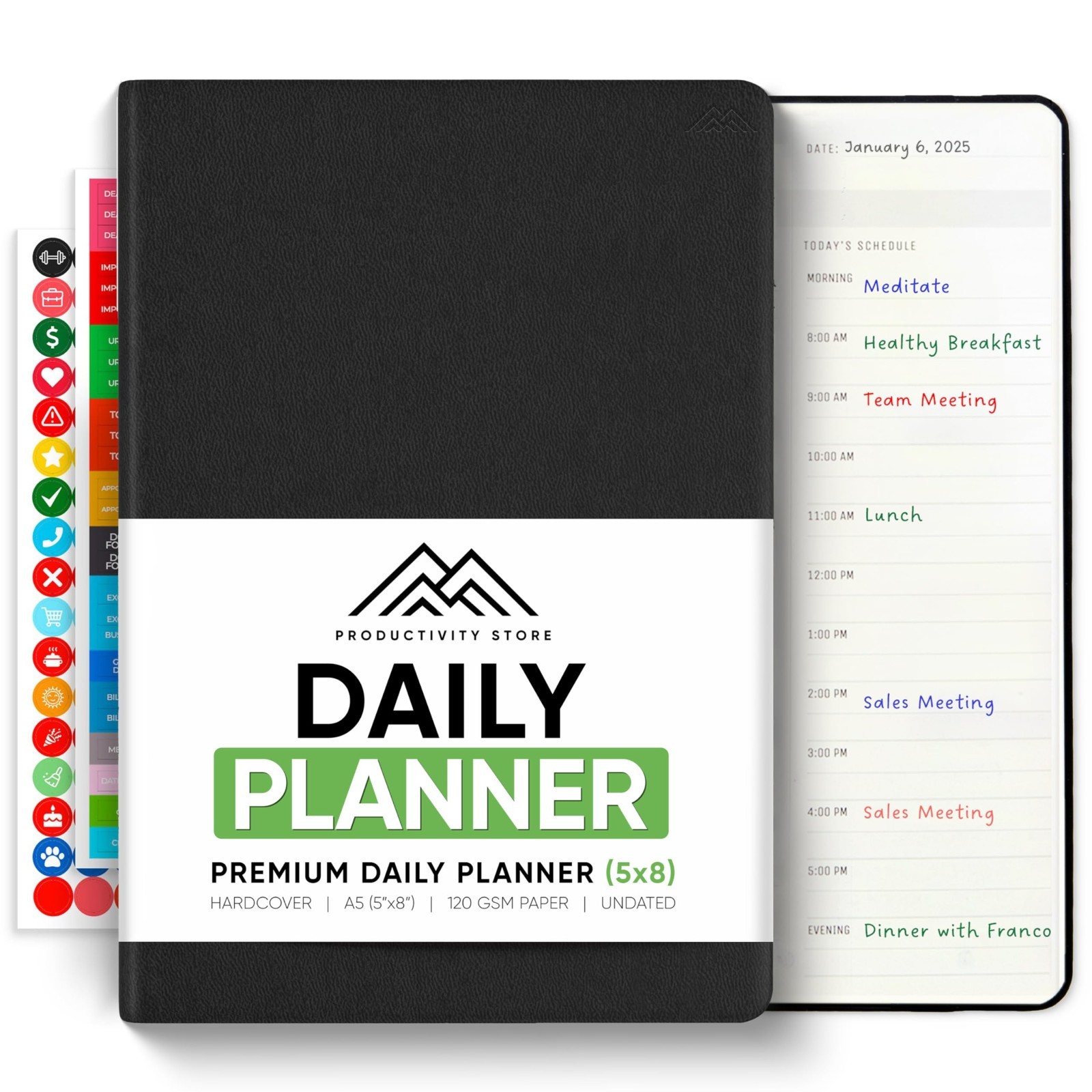 Ultimate 2026 Daily Planner – Hourly Schedule & Task List, A5 Size, Black