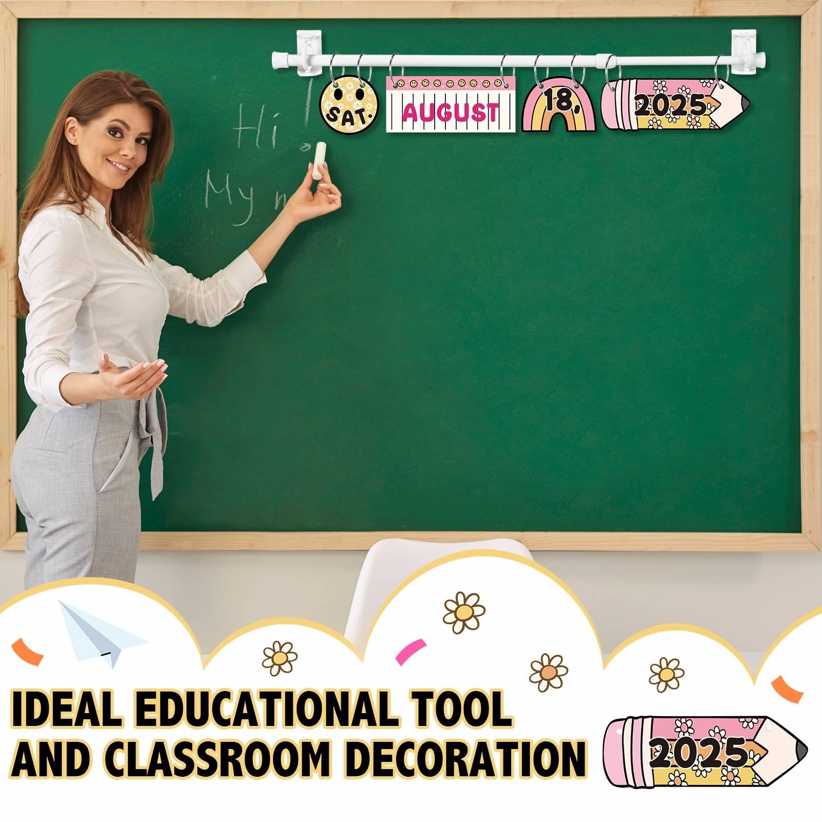 Retro Flip Calendar Bulletin Board Set Classroom 54 Date Cards Holder