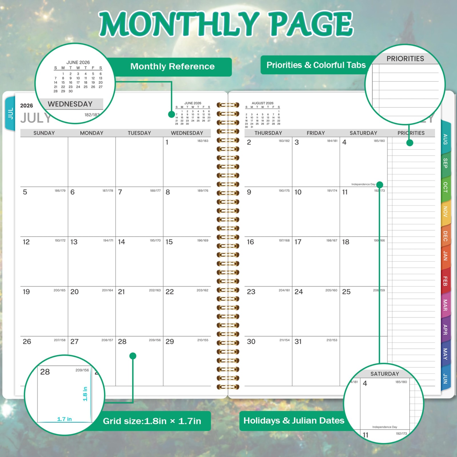 2026-2027 Appointment Book/Planner – Book 9″ x 11″, Green
