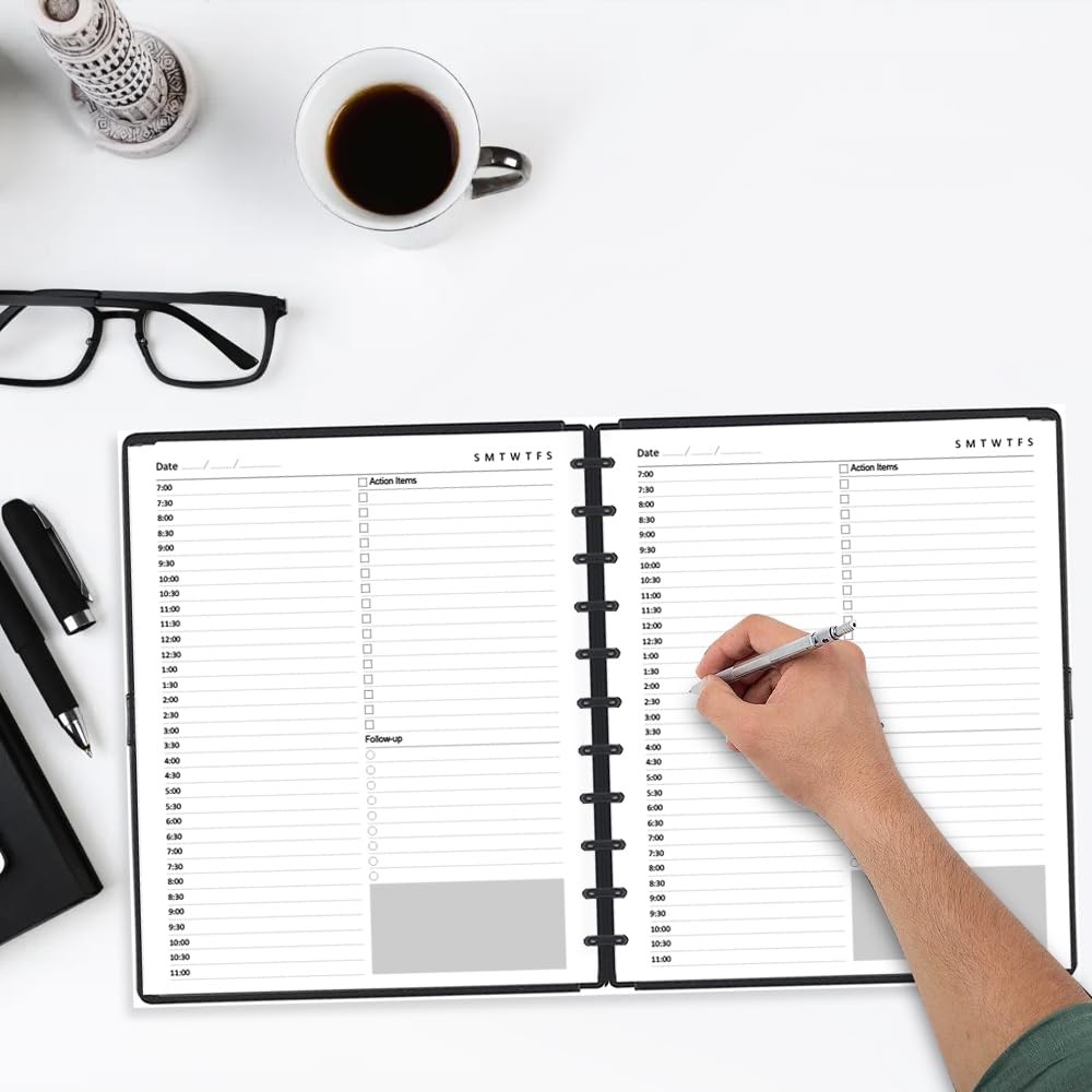 Letter Size Undated Daily Planner Refills, A4 8.5 X 11 Inch 100 Sheets, White