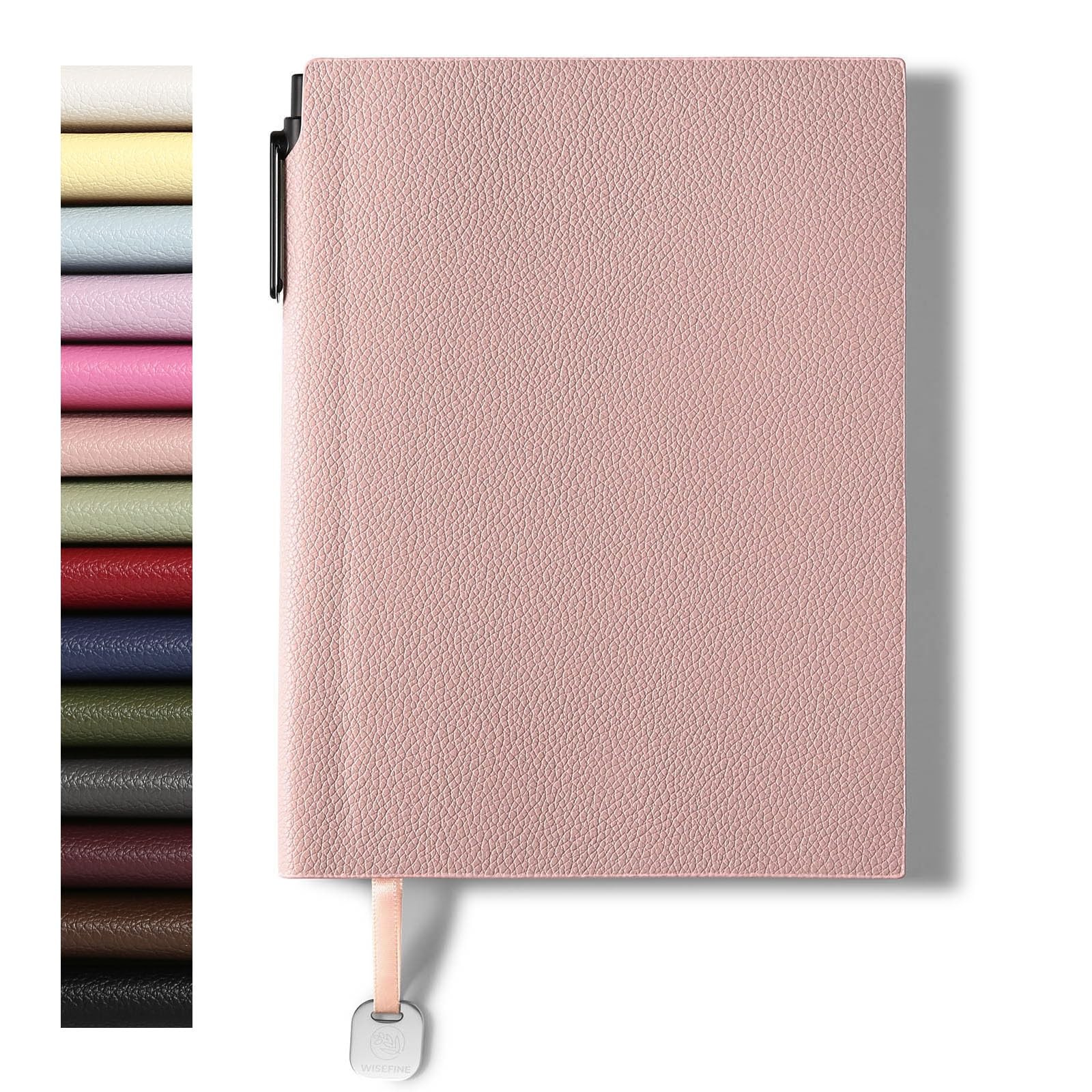 Wisefine Lined Journal Notebook for Women A5 Softcover PU Leather 1pack-Pink