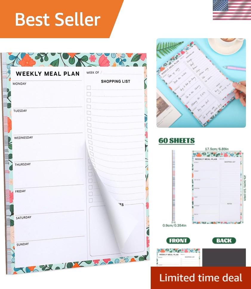 60 Sheet Meal Planner for Fridge, Magnetic Weekly Meal Planner & Grocery List…