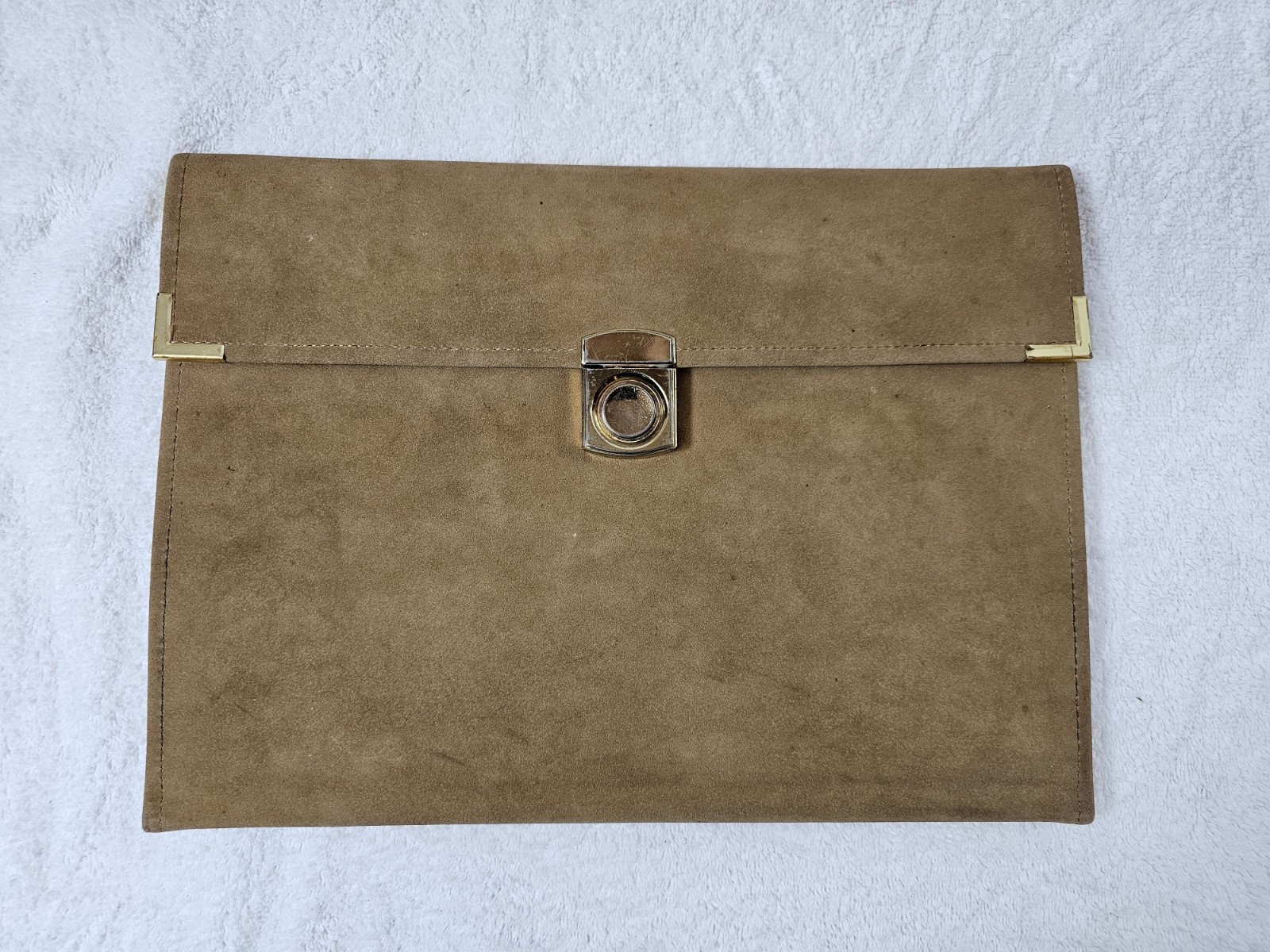 VTG Mark Manes K-Promotions Suede Portfolio Professional Folder Gold Trim 15×11