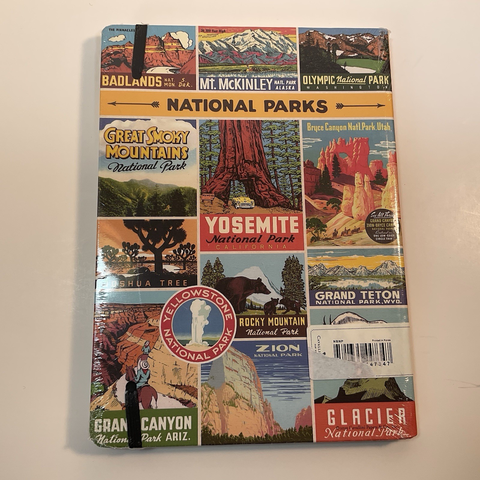 National Parks Travel Journal Hiking Notebook Vintage Poster Art Elastic Closure