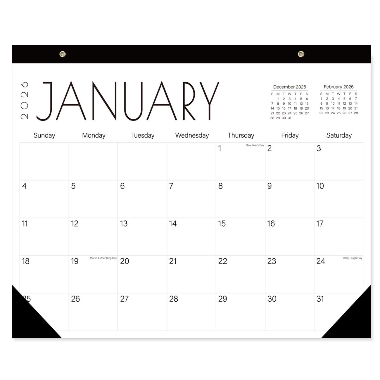 Calendar 2026-18-Month Extra Large Desk 22″ x 15″ desk, Black-Large-Word