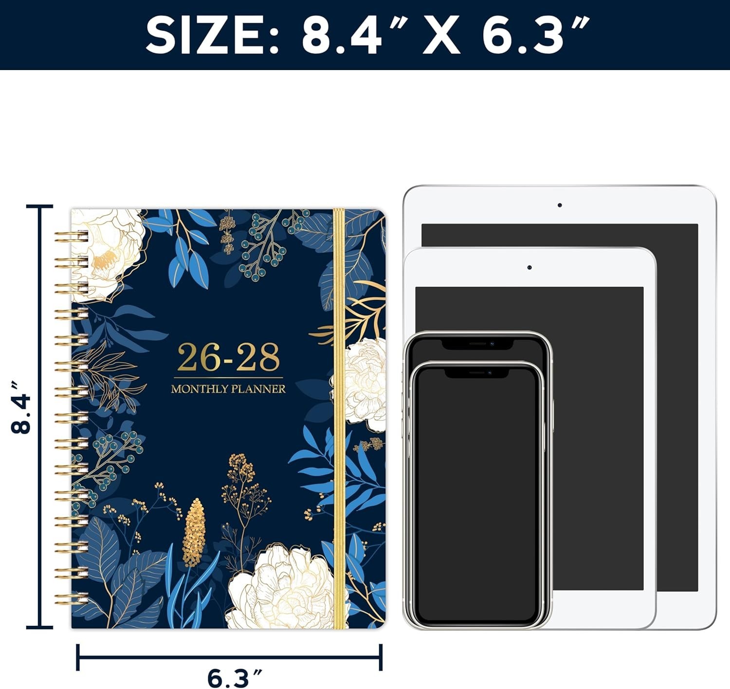 Durable 3- Planner: 6.3″ x 8.4″ Calendar with Inner Pocket & Closure