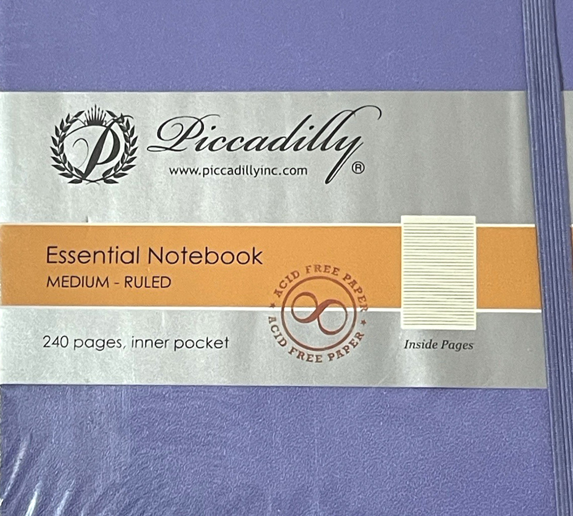 Purple Piccadilly Essential Notebook Medium Ruled 240 Pages Hardcover NEW SEALED