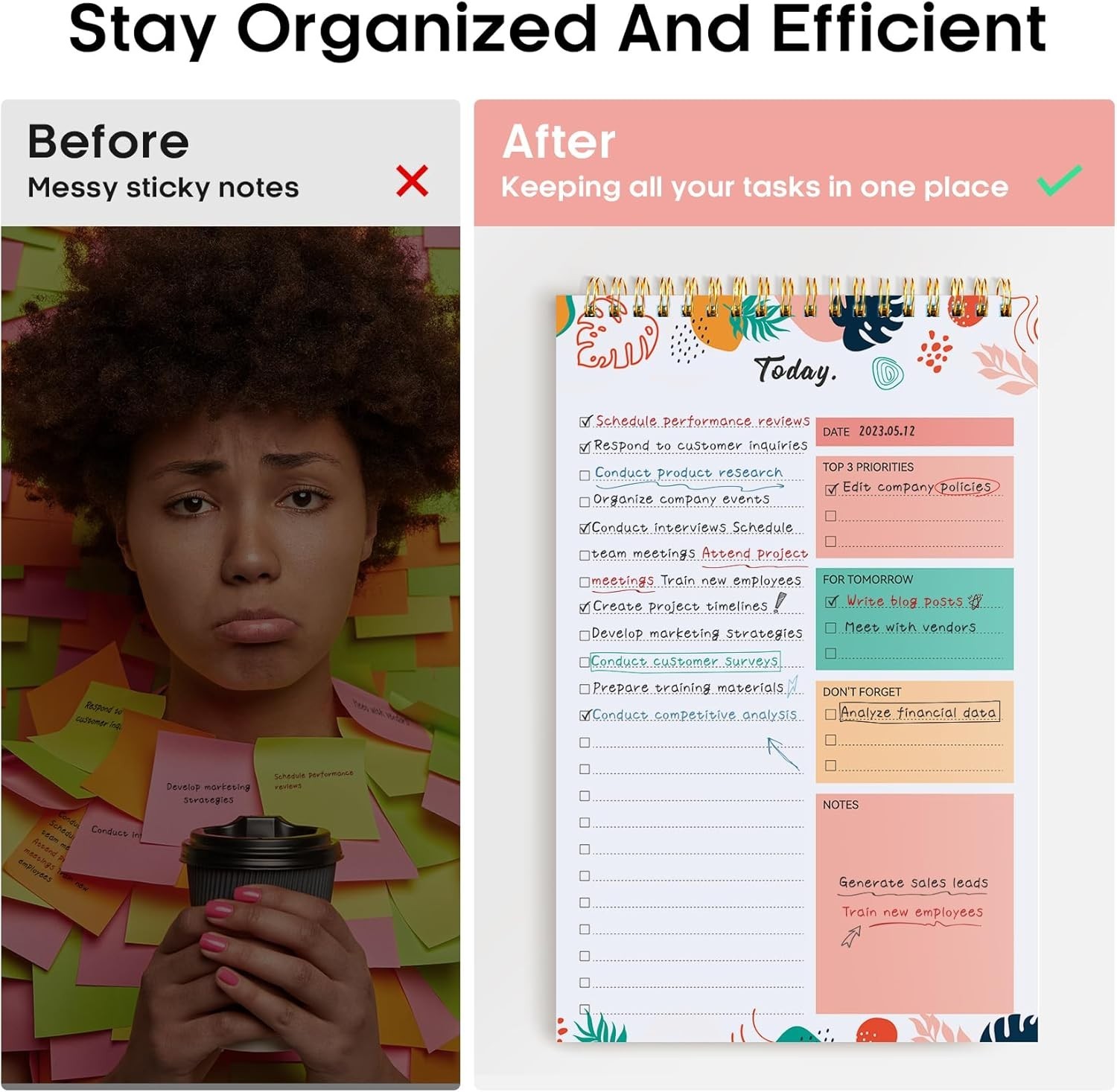 Versatile Daily Planner Notepad – 52 Ruled Sheets, 9.8×6.5 for Organized Living