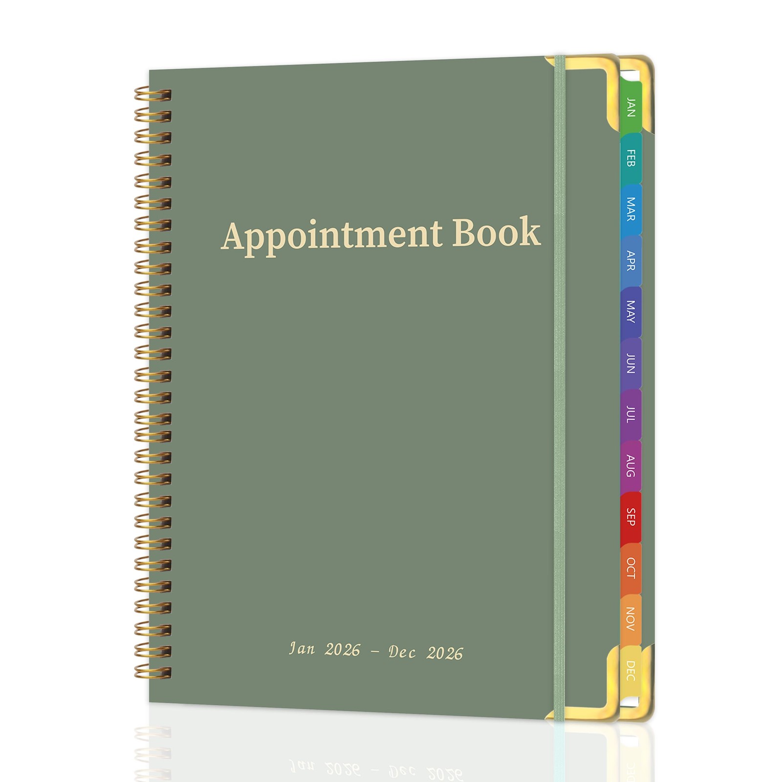 Appointment Book 2026 with Colorful Tabs A4(Jan 2026 – Dec 2026), Green