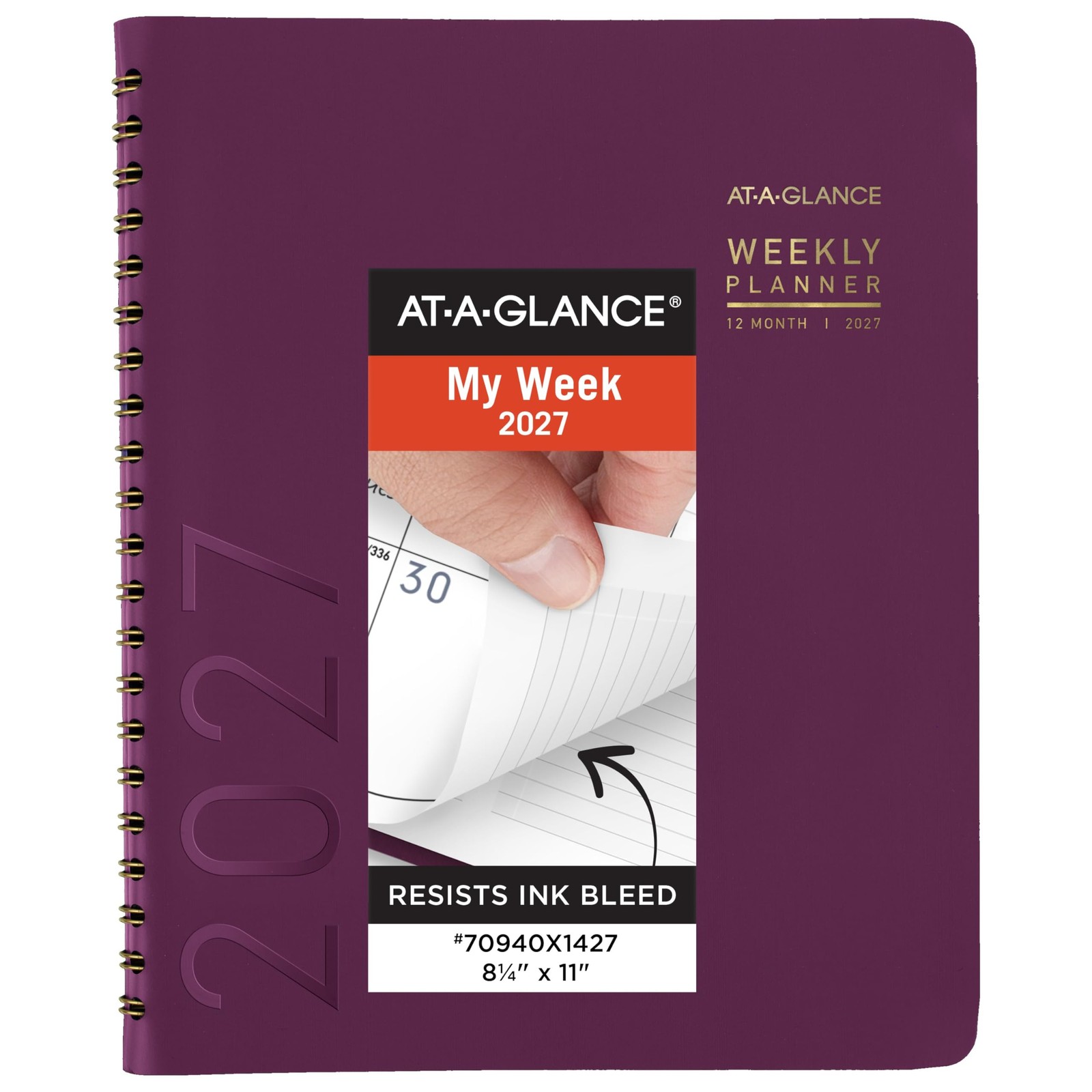 AT-A-GLANCE 2027 Appointment Book Planner, Weekly & 8.25″ x 11″, Purple