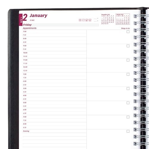 2026 Essential Daily Planner & Appointment Book, 12 Months, Twin-Wire, 11″x8.5″