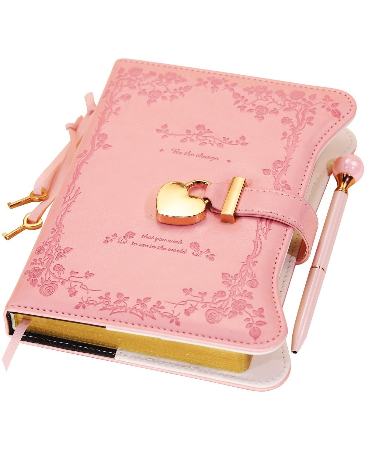 Hoci Poci Diary with Lock and Keys for Girls Gift Ideas, 360 5.9″x7.9″, Pink
