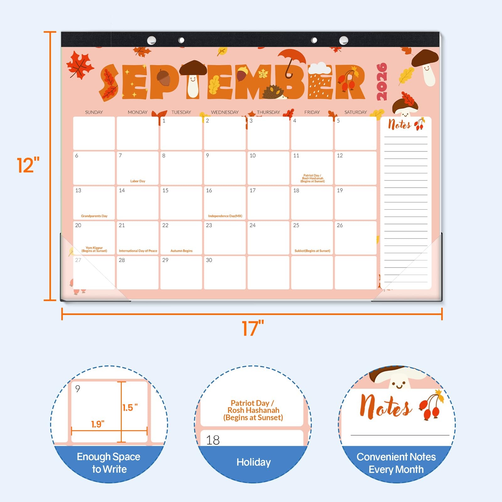 SUNEE Desk Calendar 2026-2027, 17″ x 12″, 18 Month Jul. 17×12, Cute