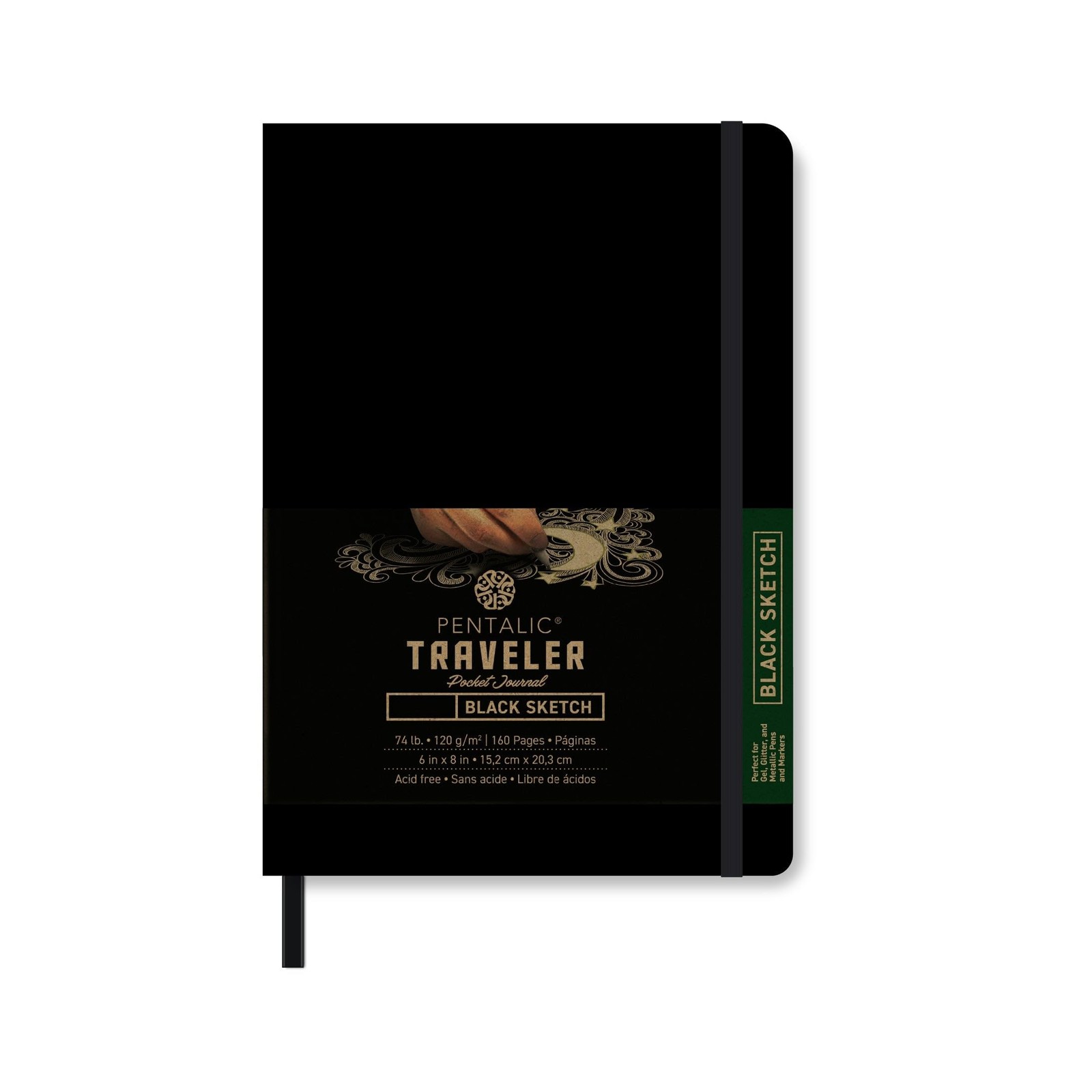 Pentalic Traveler Midnight Sketch Black Paper 3-inch x 4-inch, Black,