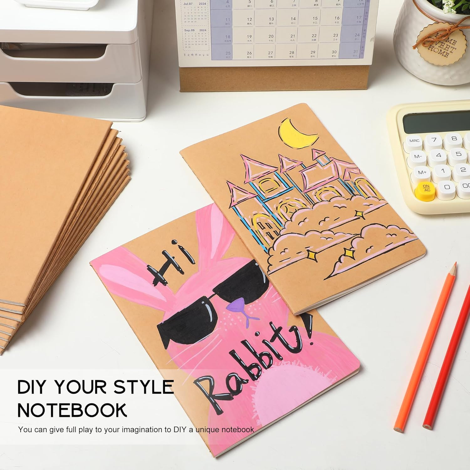 4 Pack A5 Kraft Paper Notebook Lined Journal Bulk, 8.3 X 5.5 Inch, 60 Pages/30 S
