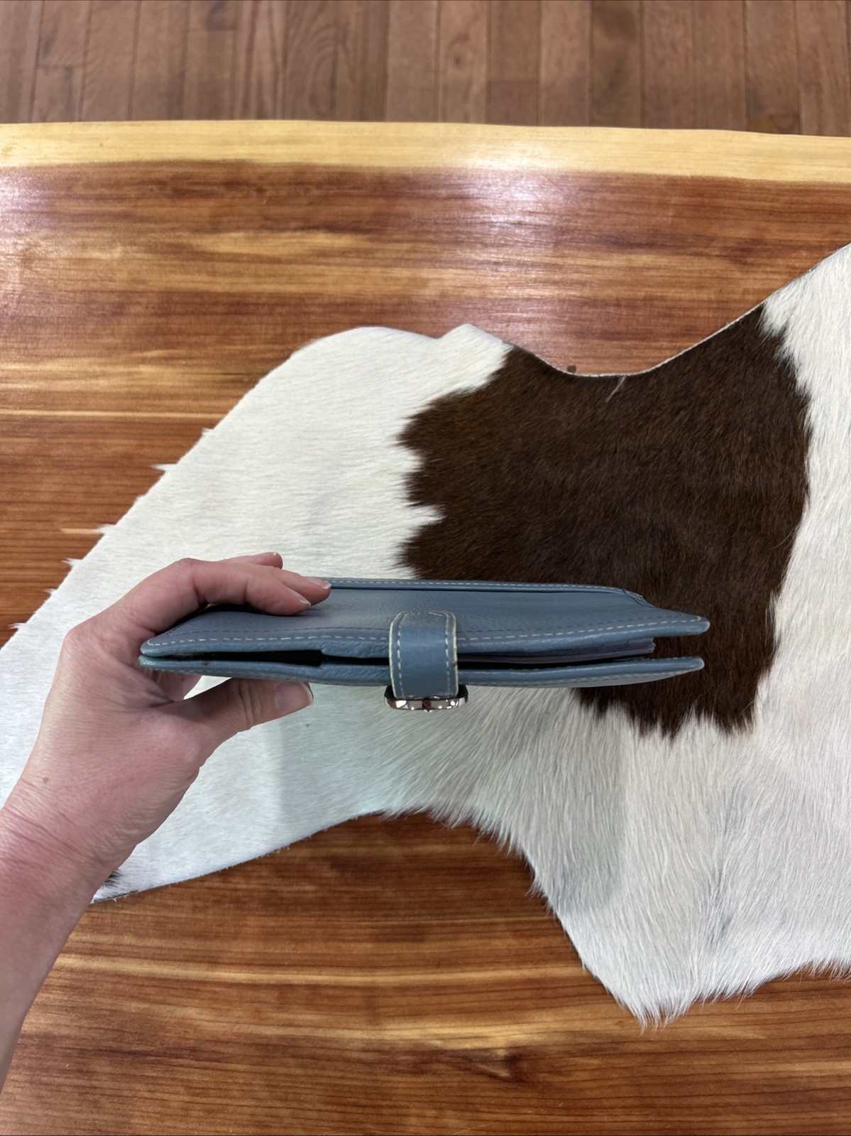 Franklin covey Vintage Full Grain Italian Leather Dusty Blue 6 Ring Planner