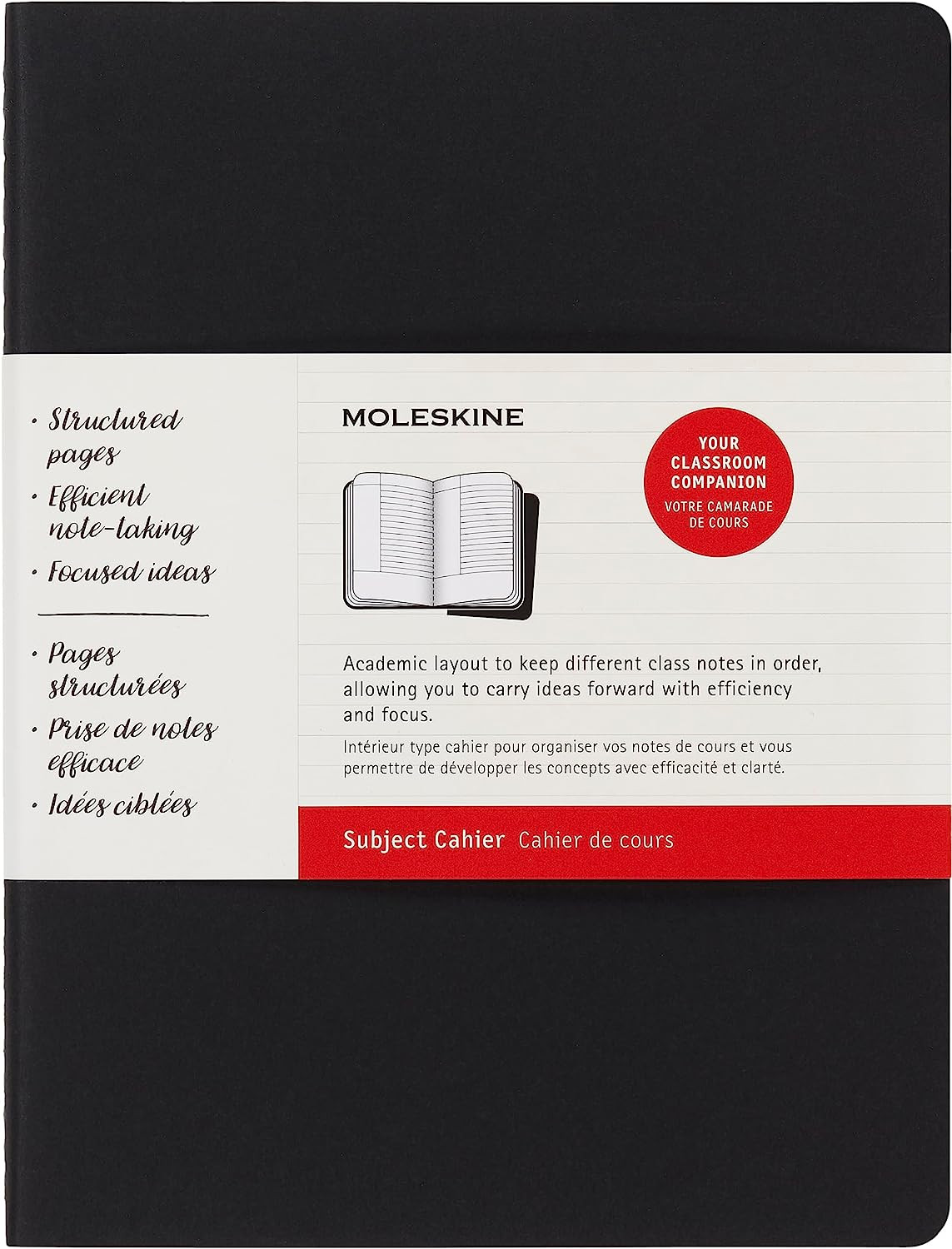 Cahier Journal, Soft Cover, Large (5″ X 8.25″) Ruled/Lined, Black, 80 Pages (Set