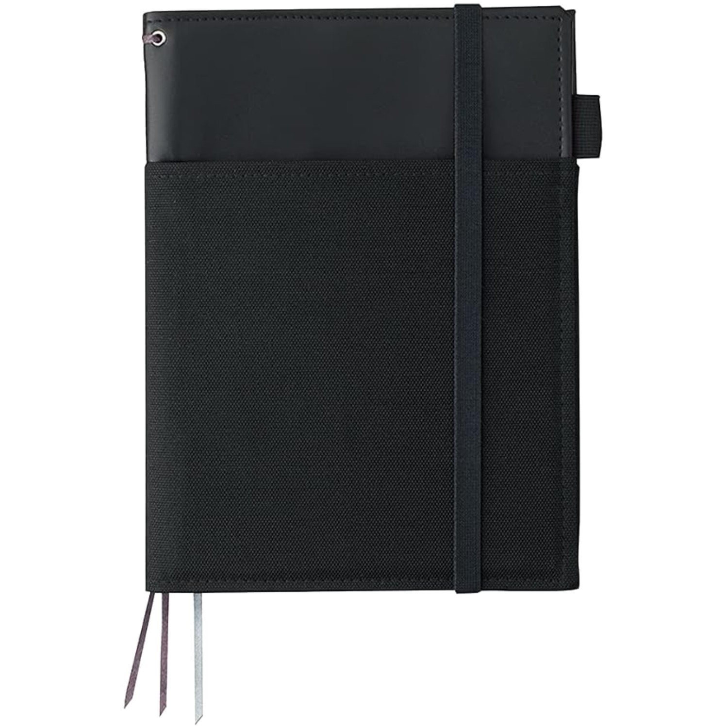 Stylish Twin Ring Edge Notebook with Black Synthetic Leather Cover, 50 Sheets