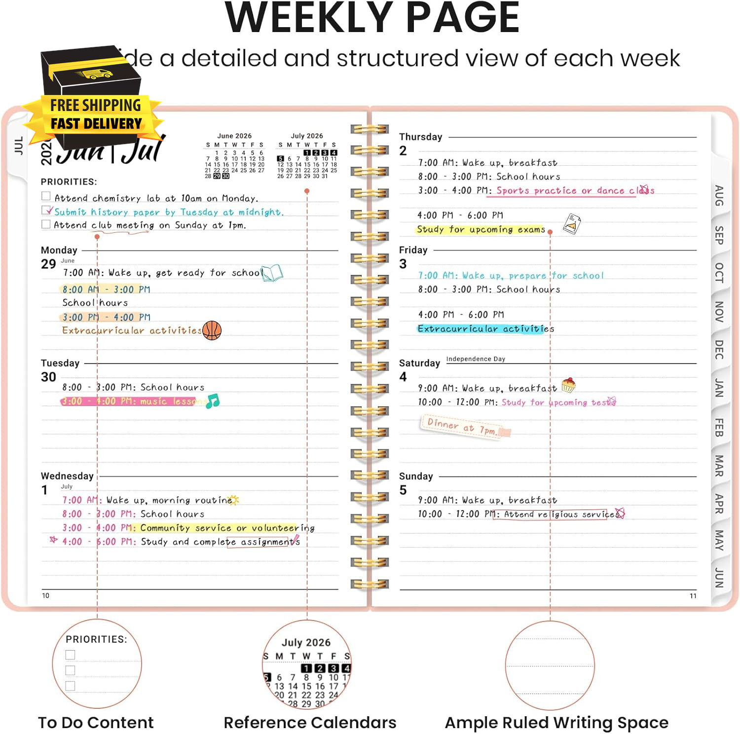 Planner 2026-2027 for Women & Men, Academic Monthly and Weekly Calendar Planner,