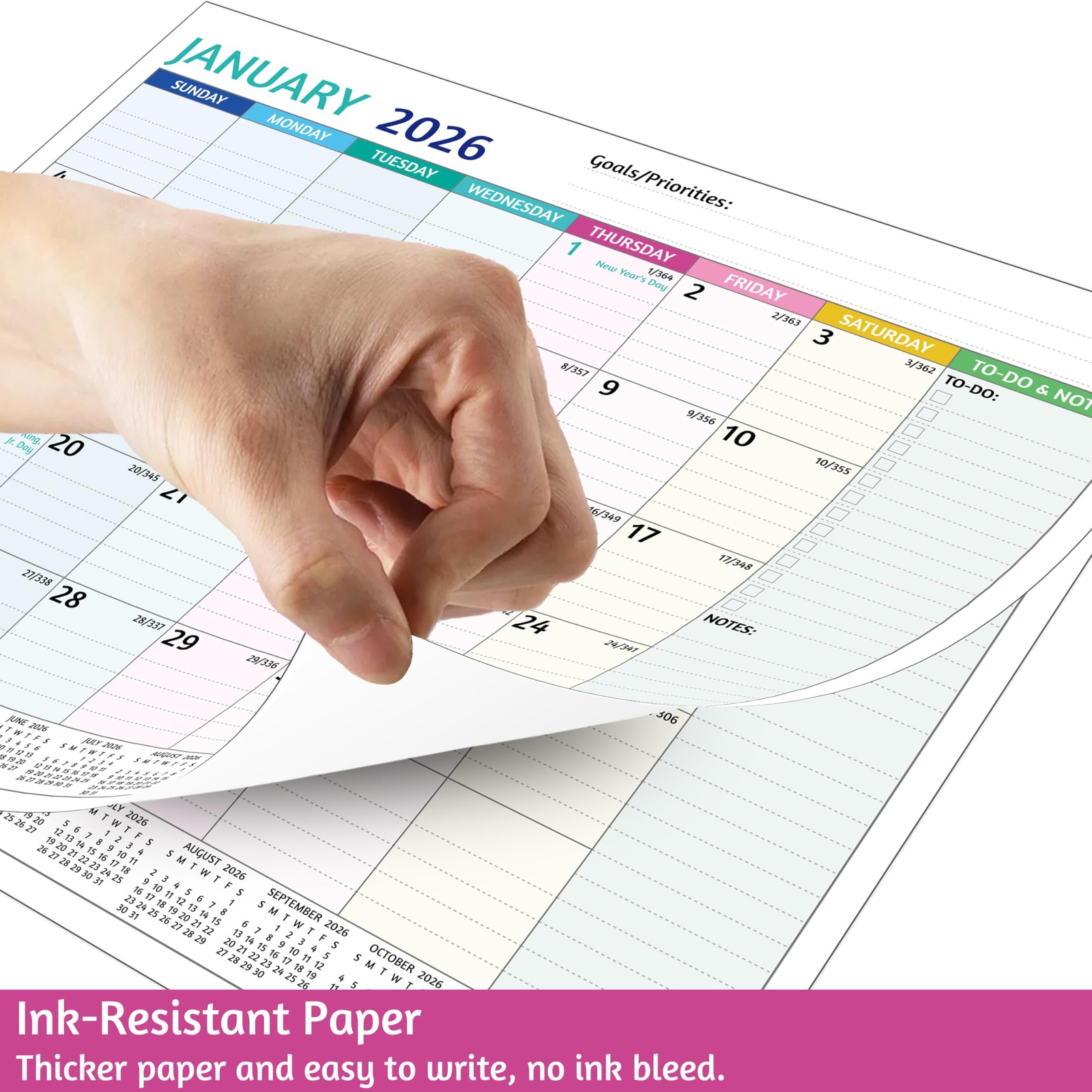 2026-2027 Magnetic Calendar for Refrigerator – 18 Monthly multicolored