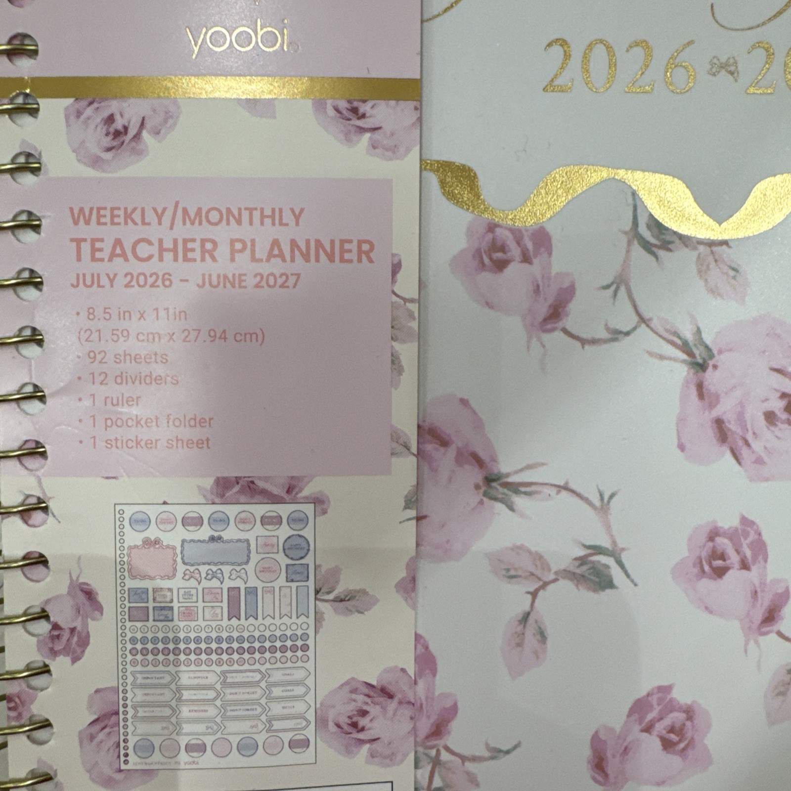 Love Shack Fancy X Target- Yoobi Ribbon Rosa Monthly And Weekly Teacher Planner