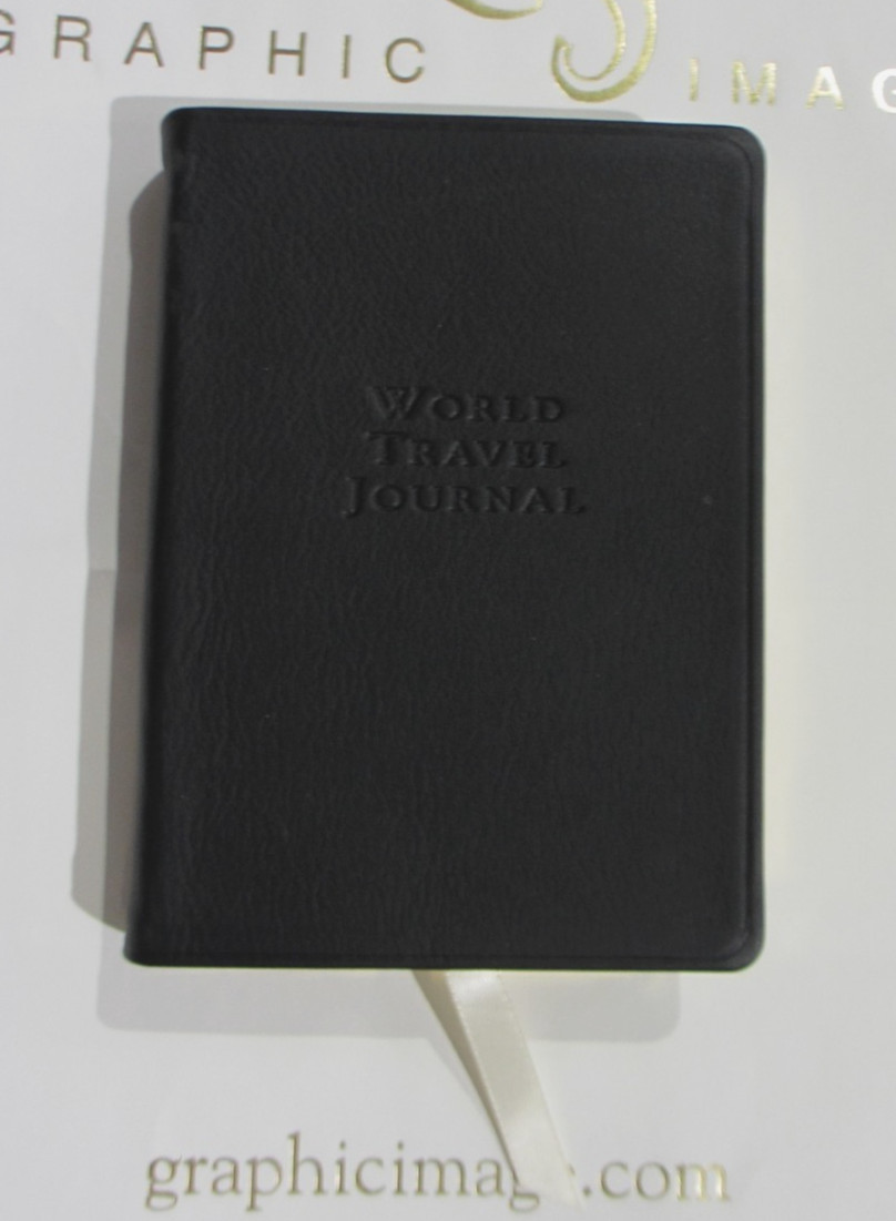 World Travel Journal 4×6 Soft Leather Cover 320 Pages Graphic Image Black