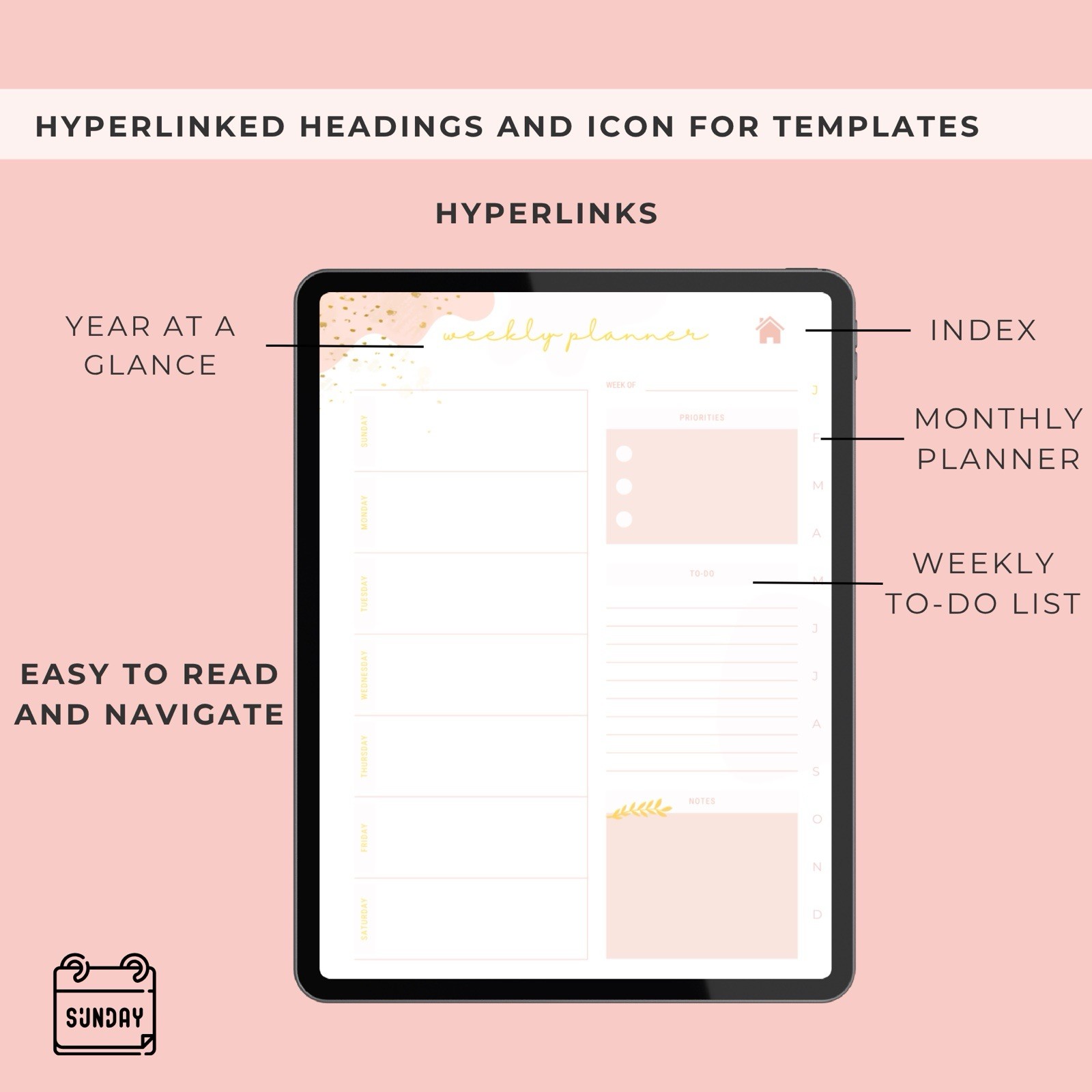 All in One 2026 Digital Planner Daily Weekly Monthly Hyperlinked good notes