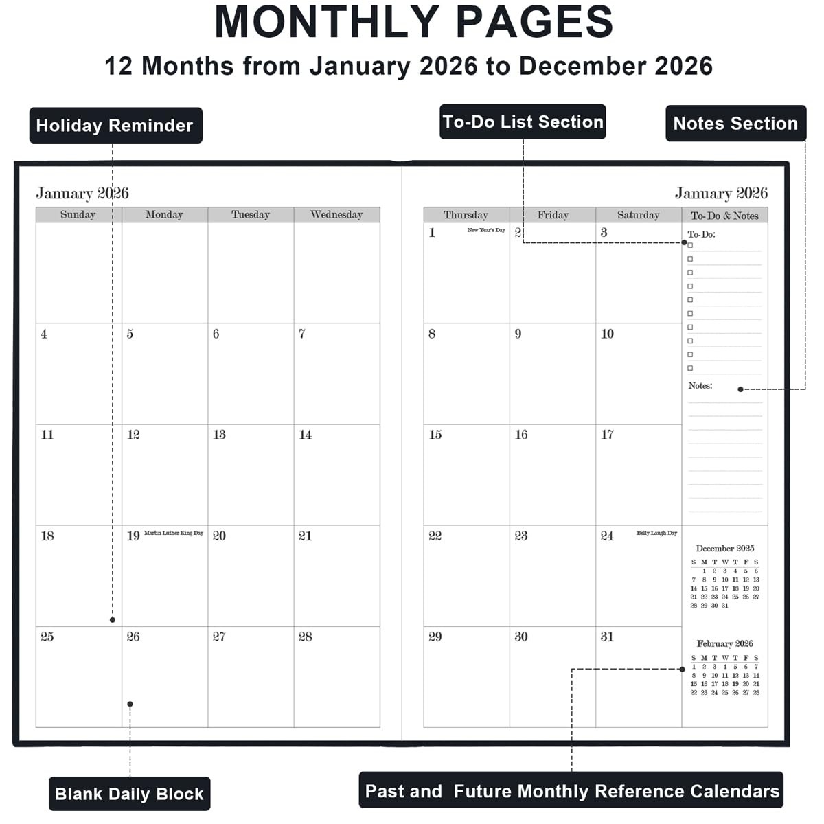 2026 Daily & Monthly Planner 2026 Daily Planner One Page Per Day from Januar…