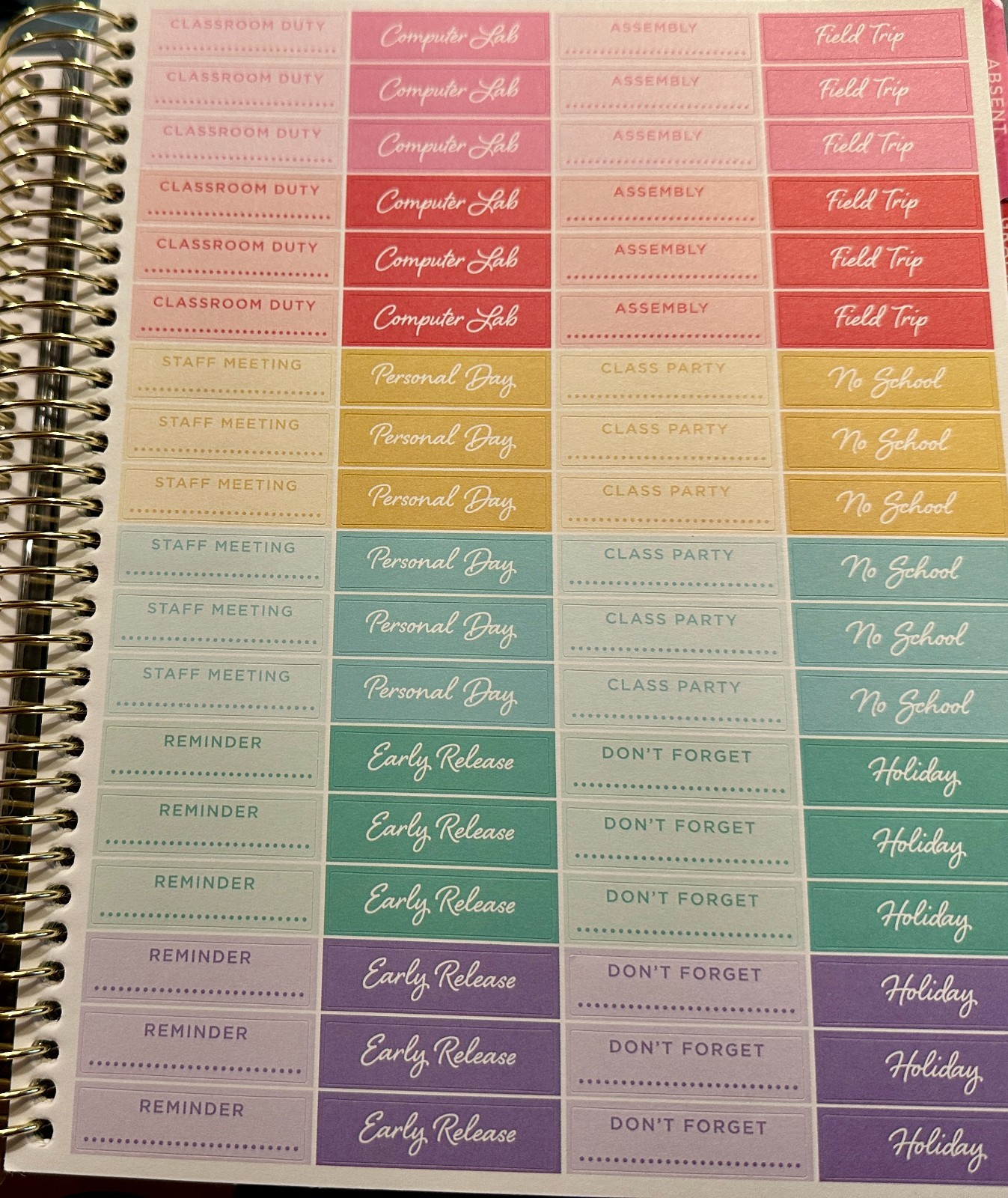 Erin Condren 12-Month Spiral Teacher Planner (Aug – Jul), 7”x9” Weekly
