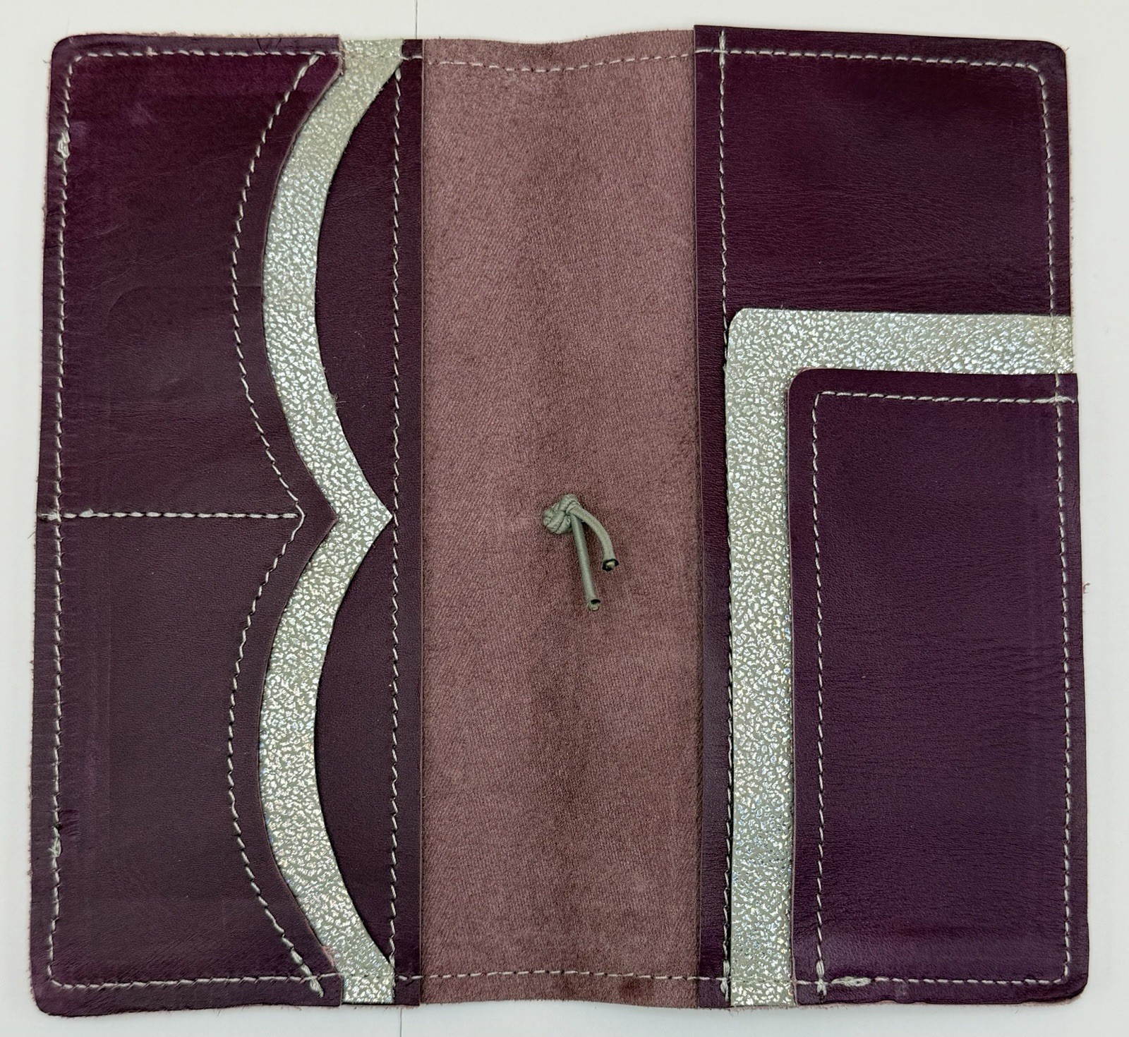 Handcrafted Personal Wide Traveler’s Notebook Purple Leather Silver Folio Cover