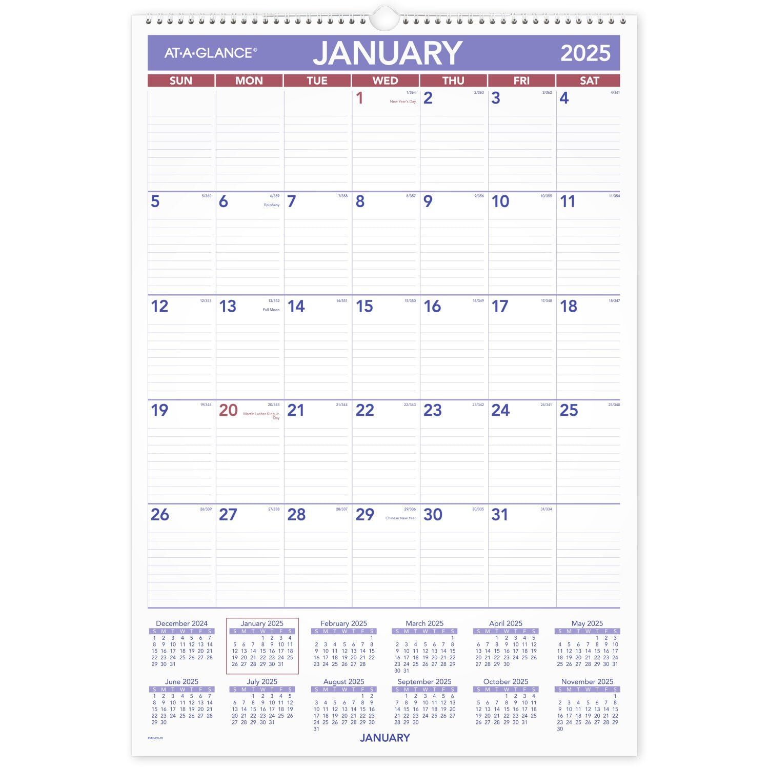 2025 Wall Calendar Erasable Monthly Planner Twin Wire Binding 15.5 x 22.75 in…