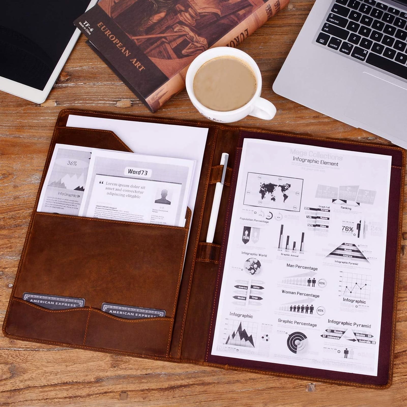 Leather Portfolio A4 Document Folder Legal Pad Padfolio Professional Writing Let