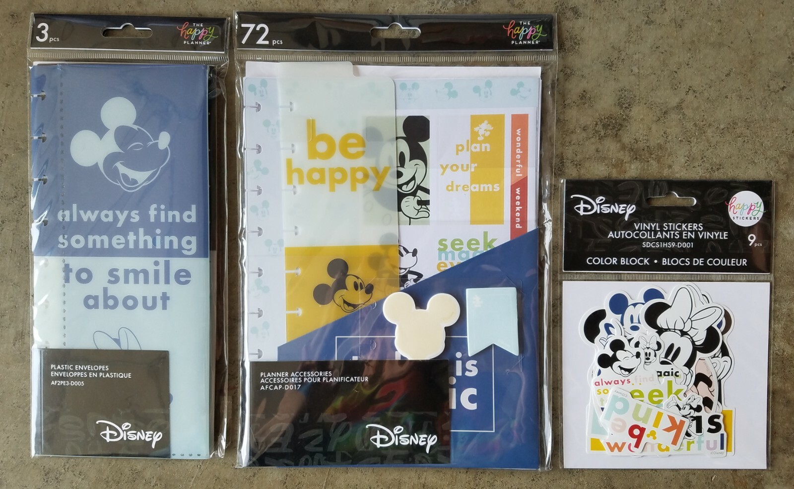 Disney Mickey Happy Planner Accessories Envelopes Color Vinyl Block Sticker Lot