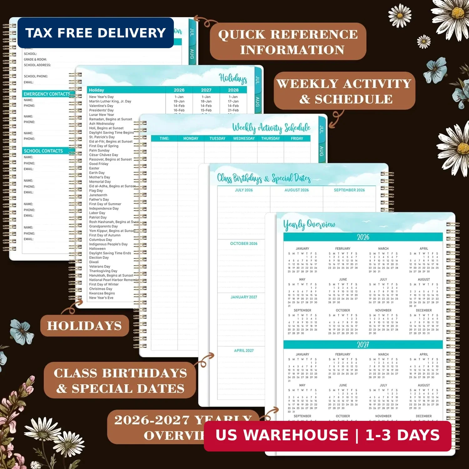 2026-2027 Teacher Planner, Lesson Planner 2026-2027, 8.5″ x 11″, July 2026 – Jun