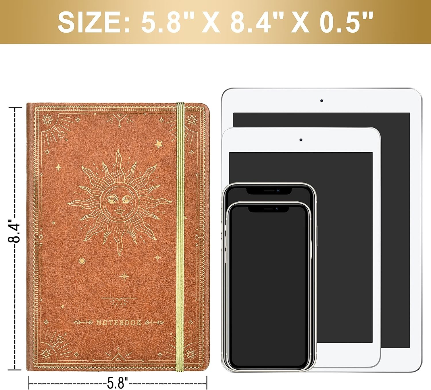 Elegant Faux Leather Notebook – 144 Page Hardcover Journal, 5.8”x 8.4”