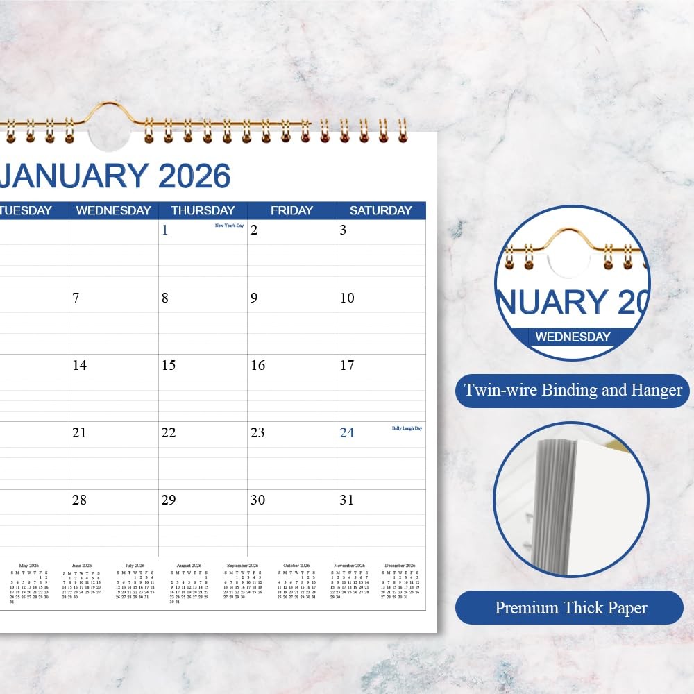 Calendar 2026-2027 – Wall Runs Apr 2026 to 14.5″ x 11.5″ Blue, Blue