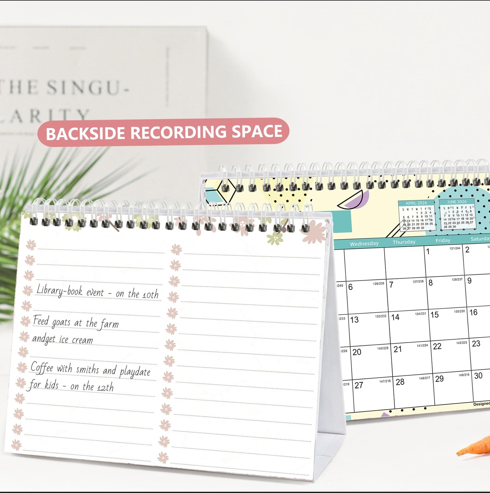 Small Desk Calendar 2026-2027, Koncci Standing Flip 8.5 X 7 Inches, Colorful