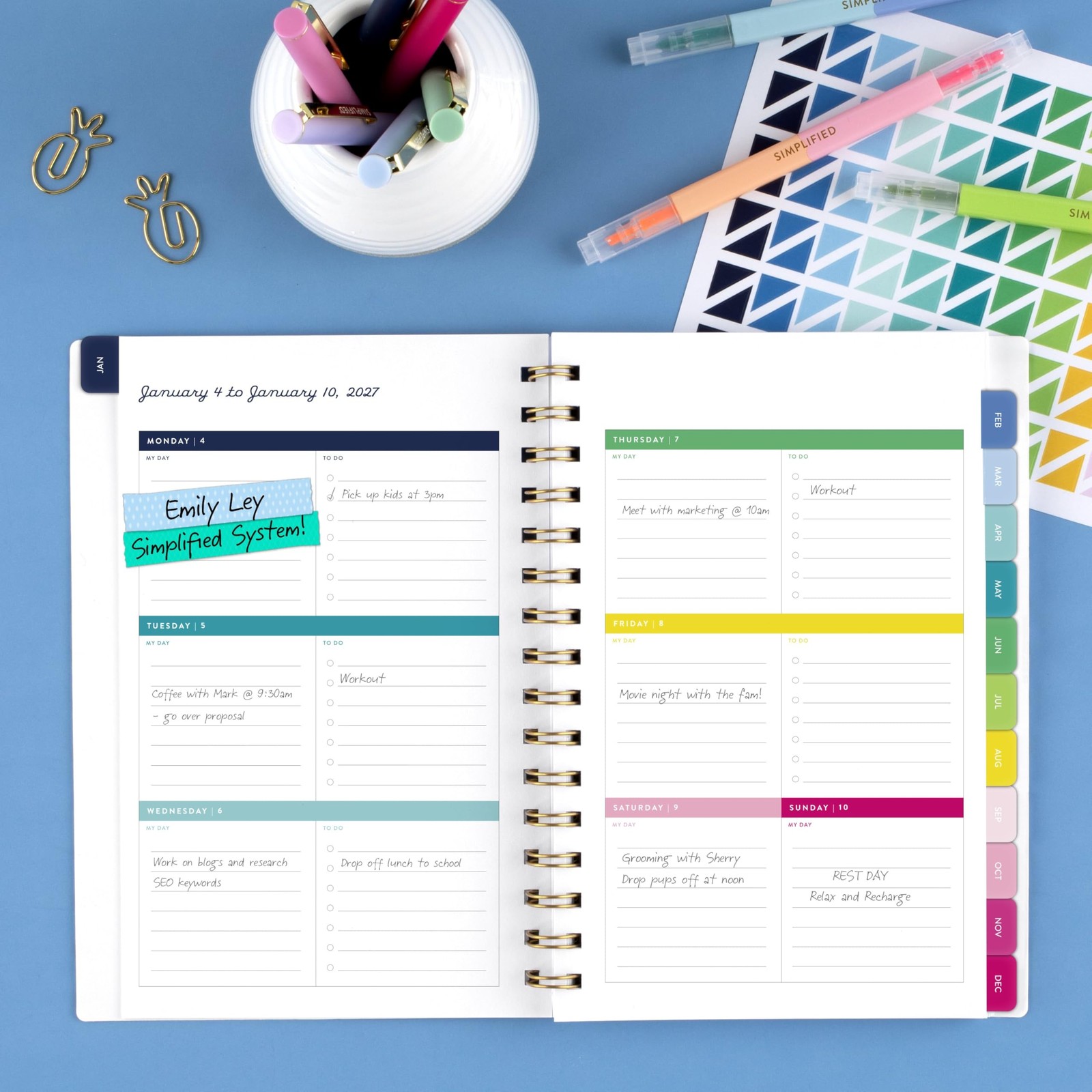 AT-A-GLANCE 2027 Planner, Simplified by Emily Ley, 5.5″ x 8.5″, Happy Stripe