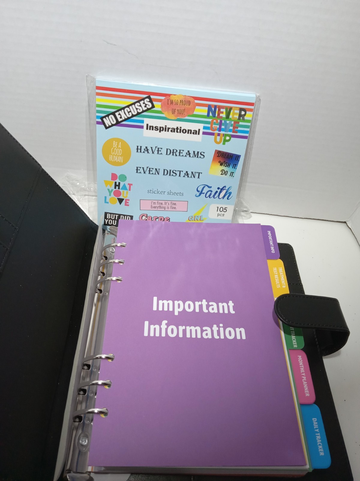 4 In 1 Cancer Journal Planner 365 Days Binder, With encouragement stickers