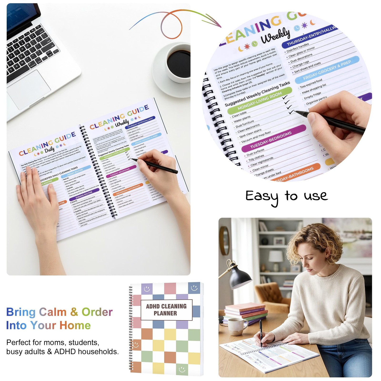 ADHD Cleaning Planner for Adults – Schedule and Multicolored