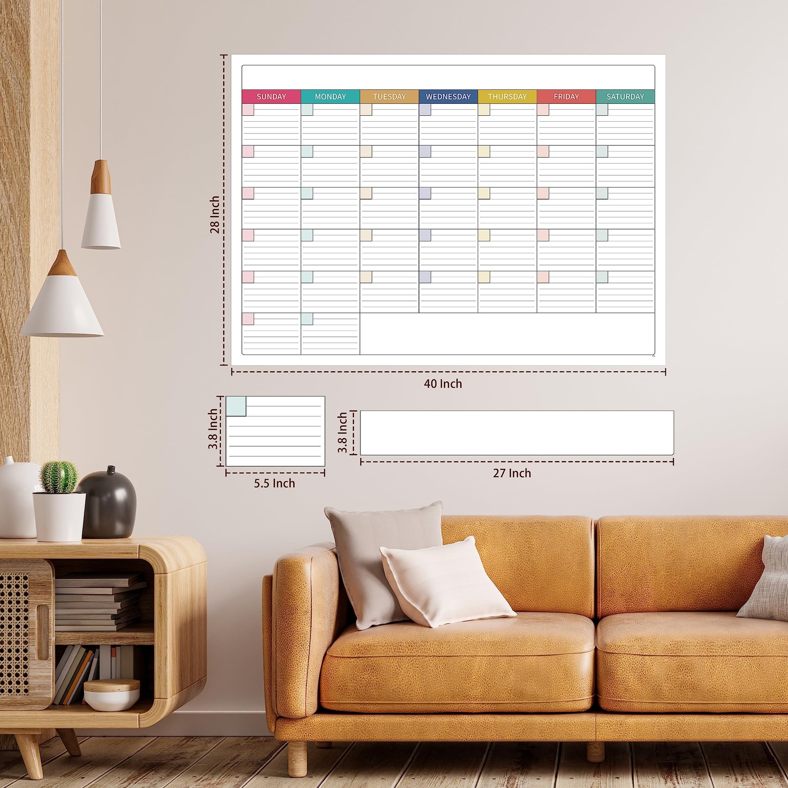 Large Dry Erase Calendar for Wall – Undated Calendar, MULTICOLORED2
