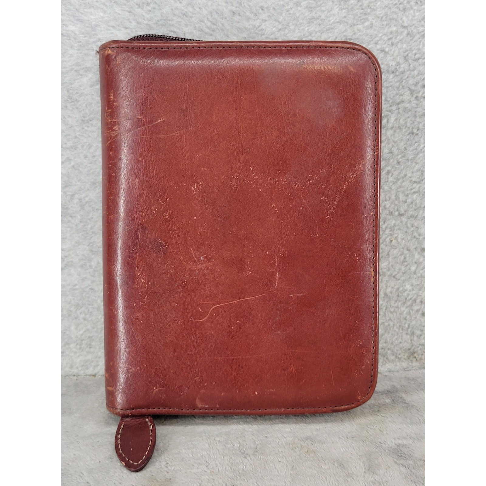 Harland Vintage Leather Zip Around Planner Organizer Oxblood Red 6 Ring Binder