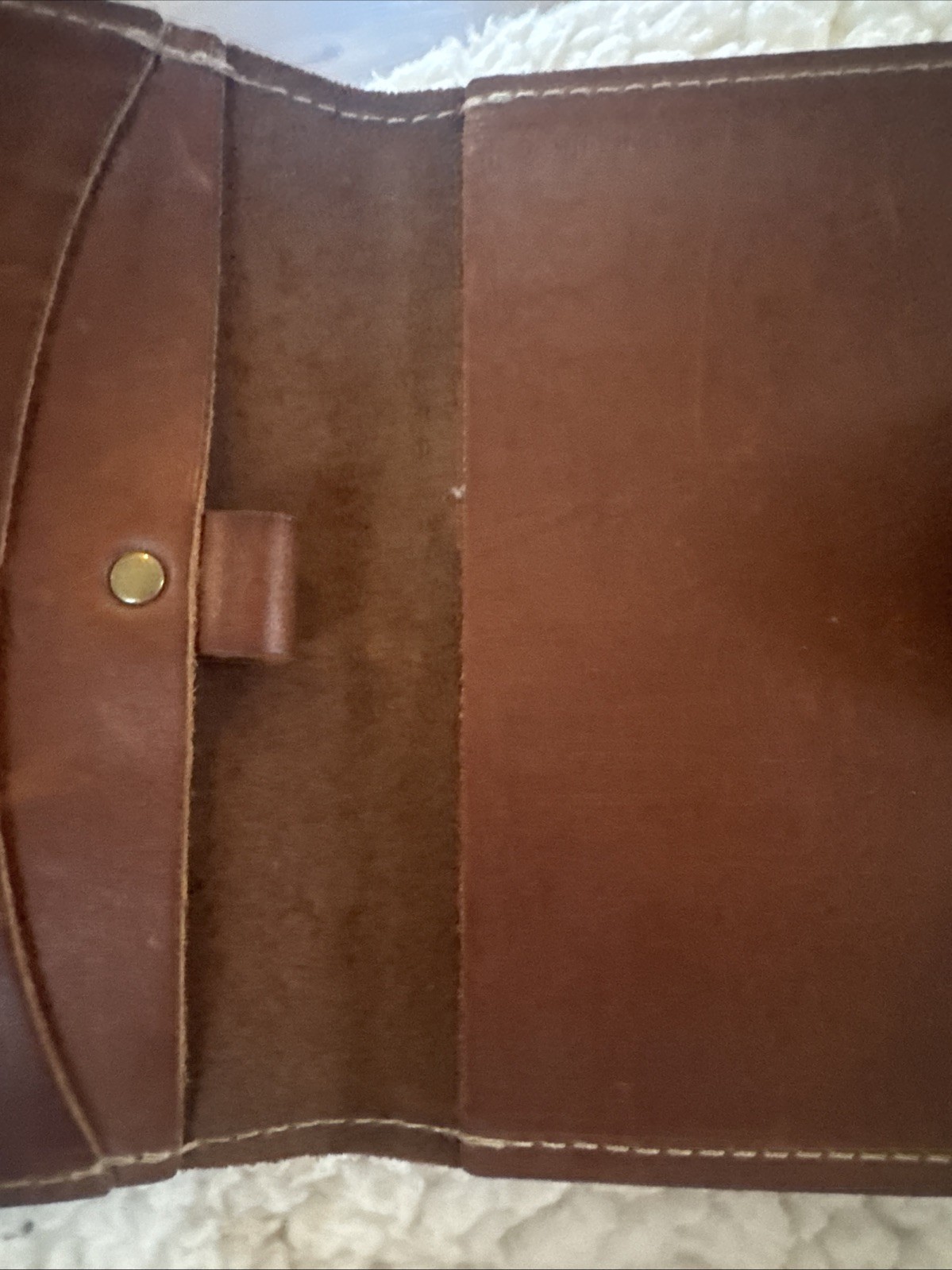 Holtz Genuine Kid Leather Portfolio Snap Latch Pockets Wallet Notebook Brown