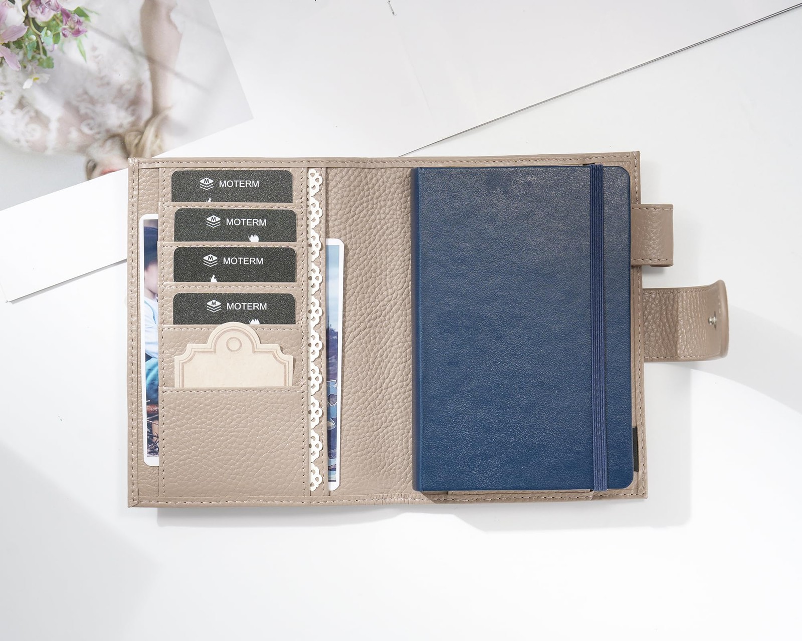 Moterm Leather Cover for Moleskine Pocket – Fits Pocket, Pebbled-taupe