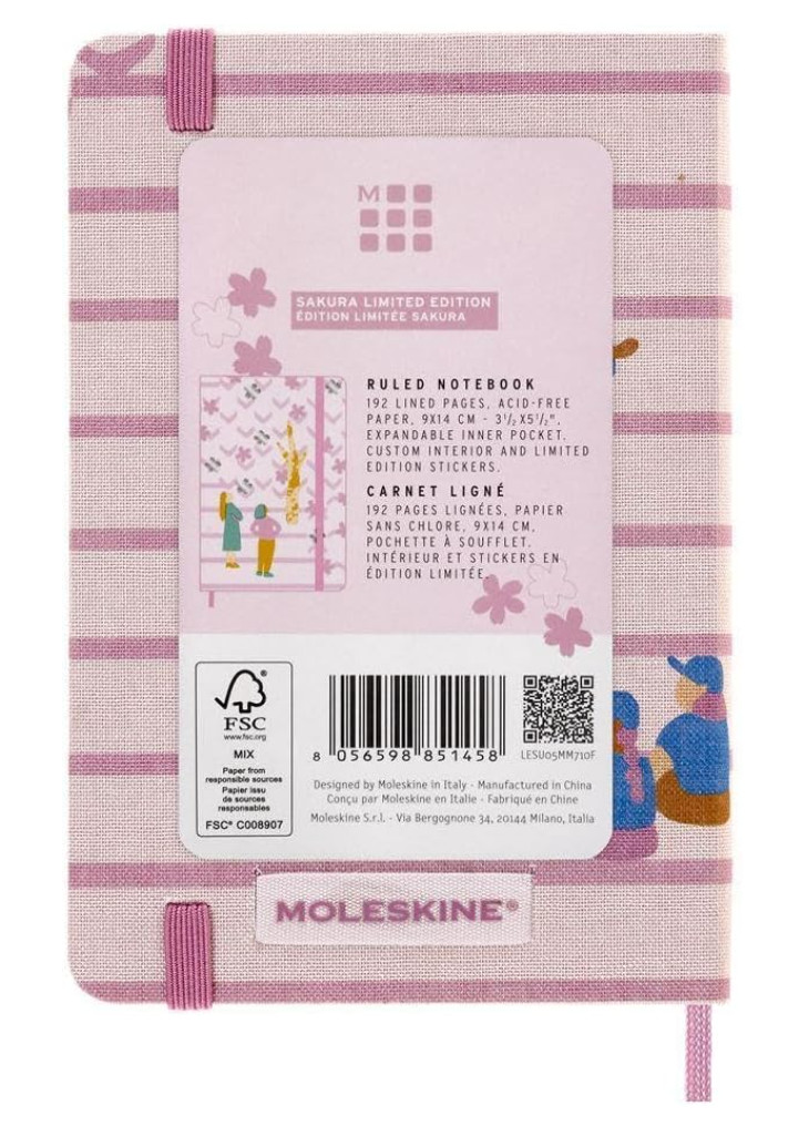 Moleskine Limited Edition Sakura Notebook, Hard Cover, Pocket 3.5″x5.5″ Ruled