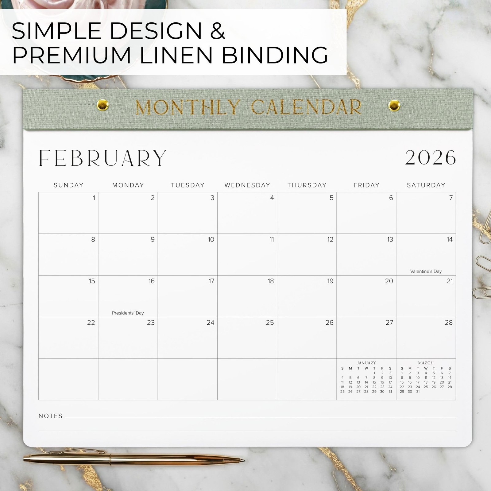 Aesthetic 2026-2027 Desk Calendar – Runs From January 2026 Until July 2027 – …